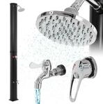 ECD Germany Solardusche 35L 217cm Eckig mit Fu&szlig;dusche und Regenduschkopf...