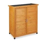 Relaxdays Gartenschrank Holz Natur Witterungsbest&auml;ndig mit Dachpappe 97 cm x 86,5 cm