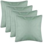 Bestlivings Outdoor Kissen mit Wei&szlig;er Paspel Mintgr&uuml;n 4 St&uuml;ck 4er Pack
