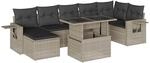 vidaXL 8-Tlg Garten-Sofagarnitur mit Kissen Hellgrau Poly Rattan 3268062