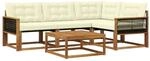 vidaXL Outdoor-Sofagarnitur mit Kissen 5 Stk Natur und Creme 3381406