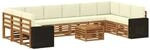 vidaXL Outdoor-Sofagarnitur 11 Stk Natur und Creme Polyester 3384931