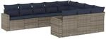 vidaXL 10-Tlg Garten-Sofagarnitur mit Kissen Grau Poly Rattan 3219481