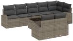 vidaXL Garten-Sofa-Set mit Kissen 9-Tlg Grau Poly Rattan 3354768