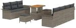 vidaXL Garten-Sofa-Set mit Kissen mit Speicher 10-Tlg Grau 3364053