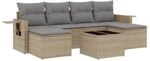vidaXL 7-Tlg Garten-Sofagarnitur mit Kissen Beige Poly Rattan 3252866
