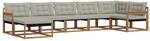 vidaXL Outdoor-Sofagarnitur mit Kissen 7-Tlg Natur und Hellgrau 3369666