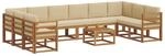 vidaXL Outdoor-Sofagarnitur mit Kissen 11-Tlg Natur und Beige 3367076