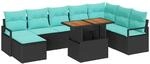 vidaXL Garten Essgruppe mit Kissen 9-Tlg Schwarz und Teal 3349752