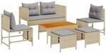 vidaXL Garten-Sofa-Set 6-Tlg Beige Hellgrau Poly Rattan 4104704