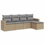 vidaXL 5-Tlg Garten-Sofagarnitur mit Kissen Beige Poly Rattan 3251226
