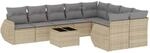 vidaXL 10-Tlg Garten-Sofagarnitur mit Kissen Beige Poly Rattan 3221848