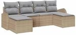vidaXL Garten-Sofa-Set mit Kissen 6-Tlg Beige Poly Rattan 3346150