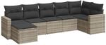 vidaXL 7-Tlg Garten-Sofagarnitur mit Kissen Hellgrau Poly Rattan 3219272