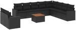 vidaXL 11-Tlg Garten-Sofagarnitur mit Kissen Schwarz Poly Rattan 3256524