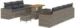 vidaXL Gartensofa-set mit Kissen mit Speicher 10-Tlg Grau Poly-Rattan 3363923