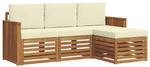 vidaXL Sofagarnituren 4 Tlg Natur und Creme Massivholz Akazie 3374605