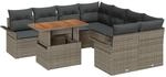 vidaXL Garten-Sofa-Set mit Kissen Grau 3349313