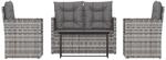 vidaXL 4-tlg Garten-Lounge-Set mit Kissen Poly Rattan Grau Modell 17