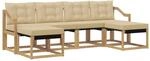 vidaXL Outdoor-Sofagarnitur mit Kissen 6-Tlg Wei&szlig; und Beige 3389751