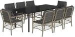vidaXL 9-Tlg Garten-Essgruppe mit Kissen Hellgrau Poly Rattan 3212179