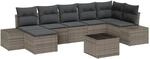 vidaXL 7-Teiliges Garten-Sofa-Set mit Kissen in Schwarz aus Poly Rattan 3355828