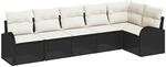vidaXL Garten-Sofa-Set mit Kissen 6-Tlg Schwarz Wei&szlig; Poly Rattan 3354726