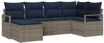 vidaXL Sofa Set mit Kissen 6-Tlg Grau Poly Rattan 3346455