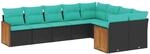 vidaXL 9-Tlg Gartensofa-Set mit Kissen Schwarz Polyrattan 3227982