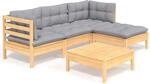 vidaXL 5-tlg Garten-Lounge-Set mit Grauen Kissen Kiefernholz Modell 9