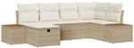 vidaXL Garten-Sofa-Set mit Kissen 6-Tlg Beige Poly Rattan 3360965