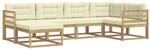 vidaXL Outdoor-Sofagarnitur mit Kissen 5-Tlg Wei&szlig; und Creme Polyester 3386674