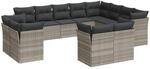 vidaXL 12-Tlg Garten-Sofagarnitur mit Kissen Hellgrau Poly Rattan 3218532