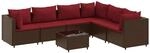 vidaXL 7-Tlg Garten-Lounge-Set mit Kissen Braun Poly Rattan 3308149