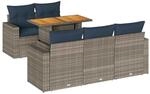 vidaXL 6-Tlg Garten-Sofagarnitur mit Kissen Grau Poly Rattan 3326994