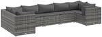 vidaXL 7-tlg Garten-Lounge-Set mit Kissen Grau Poly Rattan Modell 82
