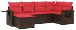 vidaXL 6-Tlg Gartensofa-Set mit Kissen Braun Polyrattan 3220463