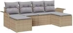 vidaXL Garten-Sofa-Set mit Kissen mit Speicher 6-Tlg Beige Poly Rattan 3354139