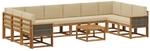 vidaXL Outdoor-Sofagarnitur 11 Stk Natur und Beige Massivholz Akazie 3385589