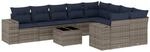 vidaXL 10-Tlg Gartensofa-Set mit Kissen Grau Polyrattan 3223050