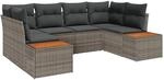 vidaXL Gartensofa-Set mit Kissen mit Speicher 6 Stk Grau Polyrattan 3356824