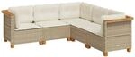vidaXL 5-Tlg Garten-Sofagarnitur mit Kissen Beige Poly Rattan 3261823