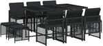 vidaXL 11-tlg Garten-Essgruppe mit Kissen Schwarz Poly Rattan Modell 59