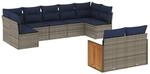 vidaXL 9-Tlg Gartensofa-Set mit Kissen Grau Polyrattan 3227972