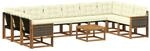 vidaXL Outdoor-Sofagarnitur mit Kissen 11 Stk Natur und Creme 3382250