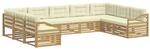 vidaXL Outdoor-Sofagarnitur 9 Stk Wei&szlig; und Creme 404 x 245,5 x 73 cm 3391170