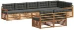 vidaXL Outdoor-Sofagarnitur mit Kissen 8-Tlg Natur und Anthrazit 3373647