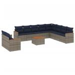 vidaXL 11-Tlg Gartensofa-Set mit Kissen Grau Polyrattan 3226124