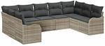 vidaXL Garten-Sofa-Set mit Kissen 9-Tlg Hellgrau Poly Rattan 3345862