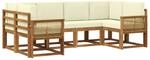 vidaXL Outdoor-Sofagarnitur 6 Stk Natur und Creme Massivholz Akazie 3385496